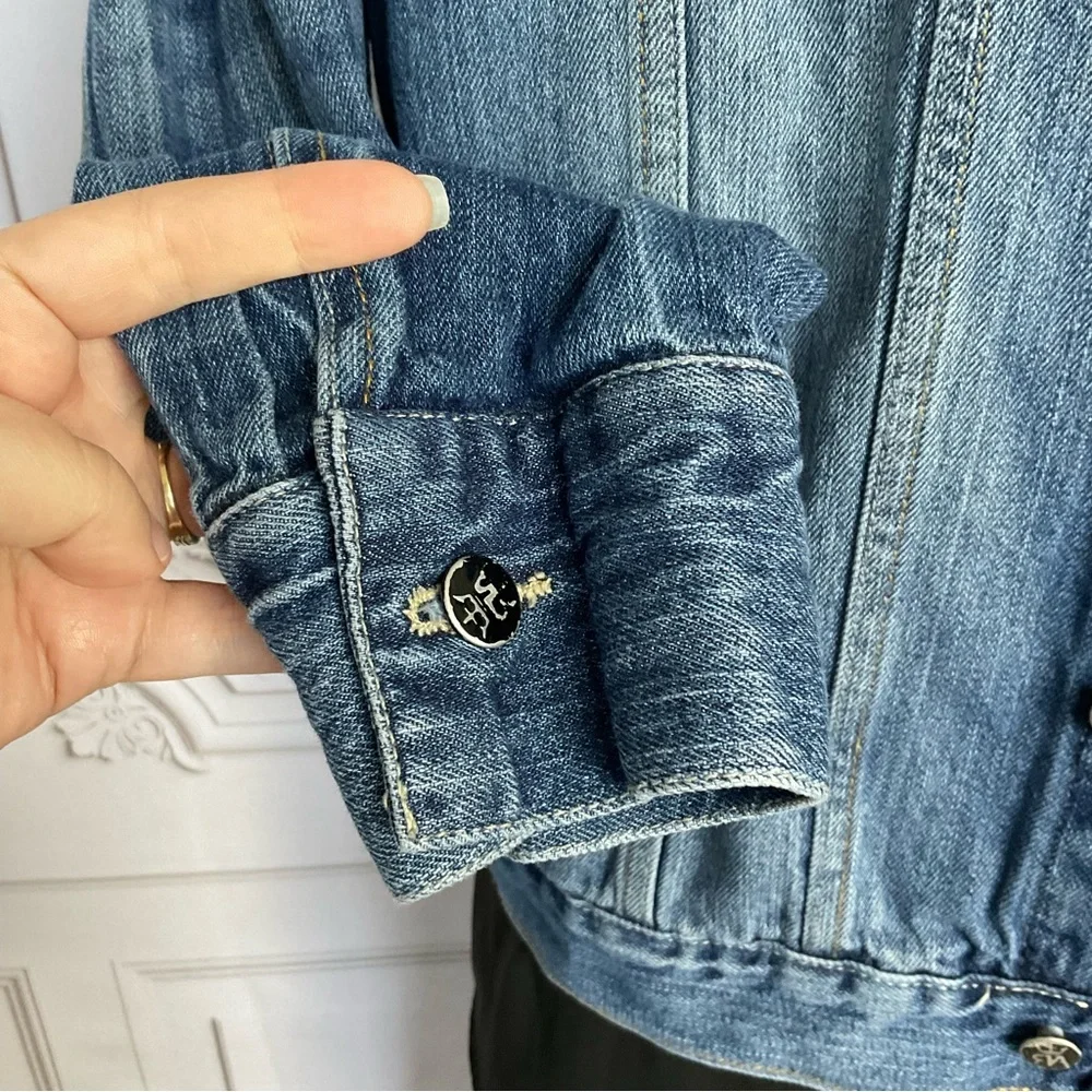 Vintage Red Ape Mens Distressed Denim Jacket XL 38 Faded Blue Jean Jacket - Picture 6 of 9